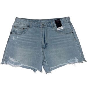 NOBO No Boundaries Jean Denim SHORTS Sz 13 Light Wash Midi distressed New nwt